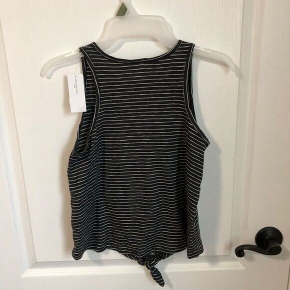 American‎ Eagle Kids Striped Tie-Hem Tank Top Black & White Size 14 Sleeveless - Picture 6 of 7